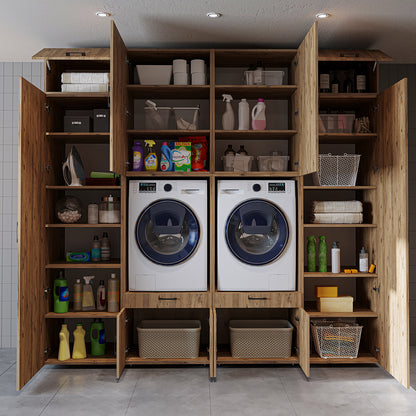 The Roomart A Luxe Line - Twin Washer & Dryer Cabinet Set with Side Storage Units
