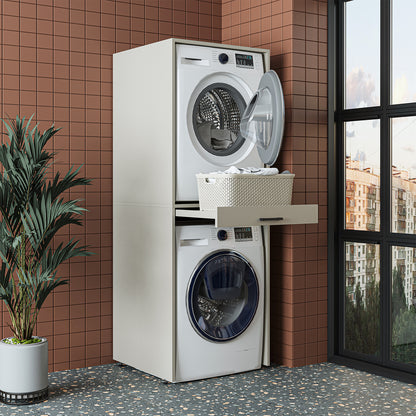 Roomart D Cabinet - Washer Dryer Stacker with Pull-Out Tray, Sandstone