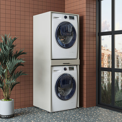 Roomart D Cabinet - Washer Dryer Stacker with Pull-Out Tray, Sandstone