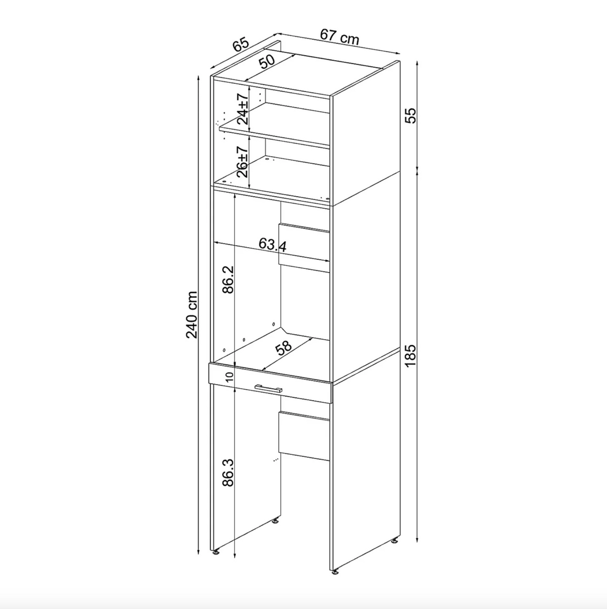 Roomart D Cabinet - Washer Dryer Stacker with Pull-Out Tray, Oak