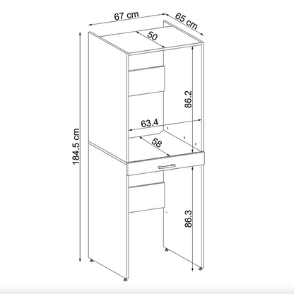 Roomart D Cabinet - Washer Dryer Stacker with Pull-Out Tray