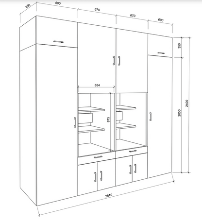 The Roomart A Luxe Line - Twin Washer & Dryer Cabinet Set with Side Storage Units