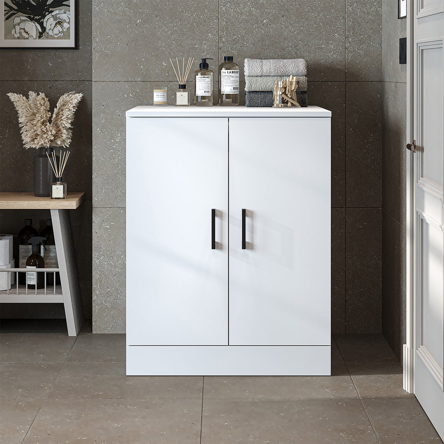 Roomart - Low Washing Machine Cabinet with Worktop and Double Doors