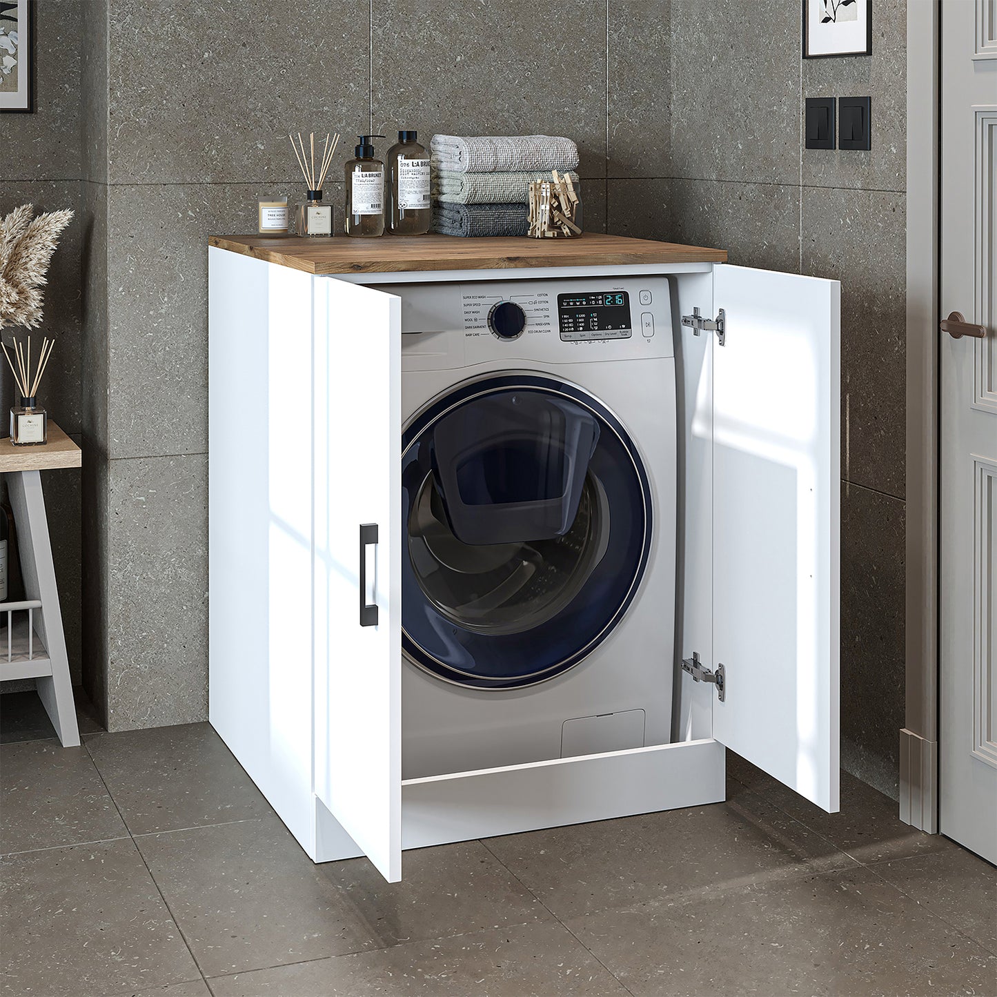 Roomart - Low Washing Machine Cabinet with Worktop and Double Doors