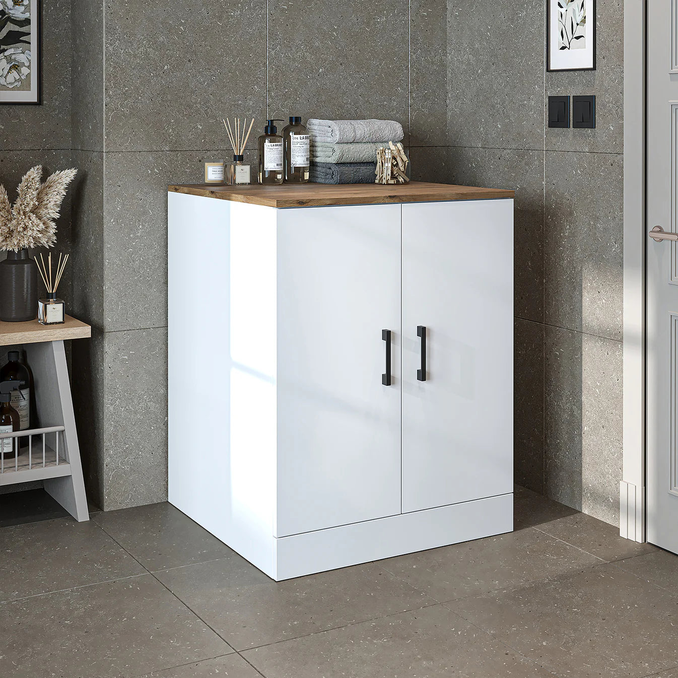 Roomart - Low Washing Machine Cabinet with Worktop and Double Doors