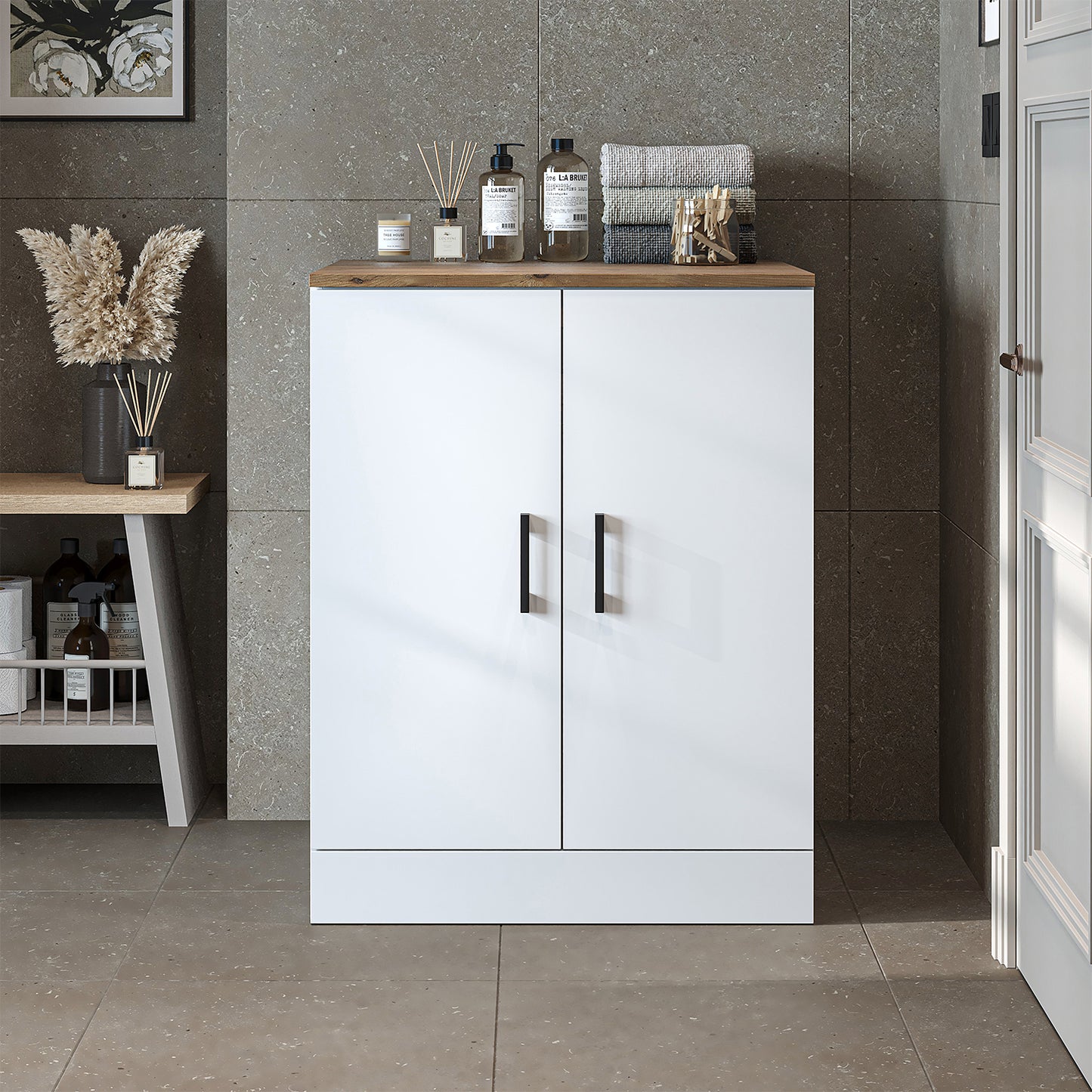 Roomart - Low Washing Machine Cabinet with Worktop and Double Doors