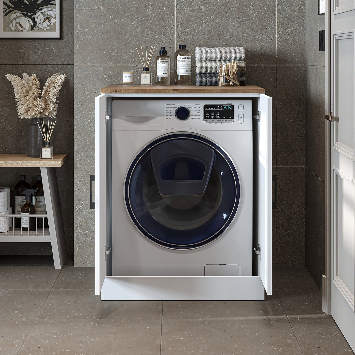 Roomart - Low Washing Machine Cabinet with Worktop and Double Doors