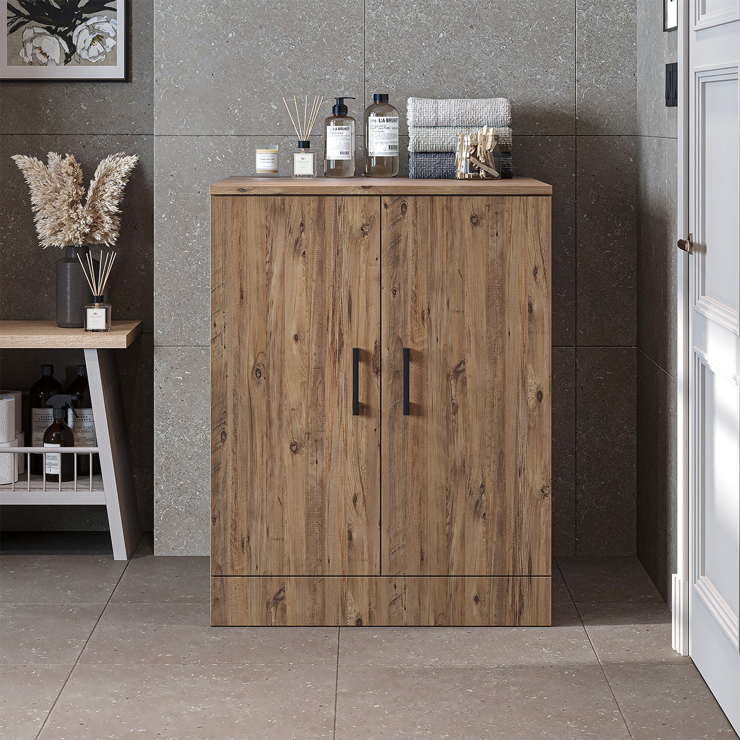 Roomart - Low Washing Machine Cabinet with Worktop and Double Doors