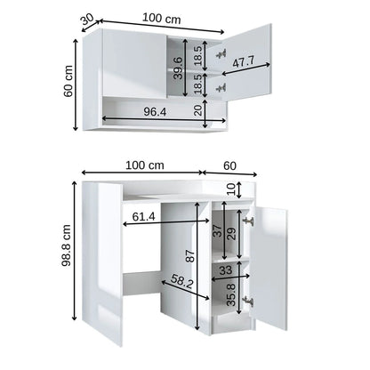 Roomart Derin - Washing Machine Cabinet with Cupboard and Wall Unit, 100cm