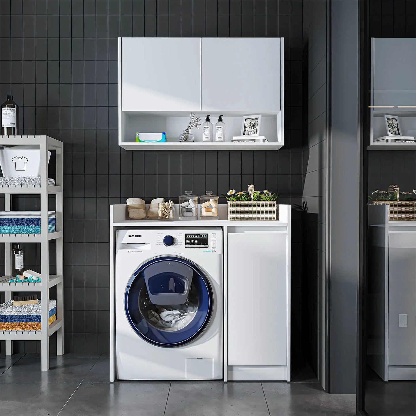 Roomart Derin - Washing Machine Cabinet with Cupboard and Wall Unit, 100cm