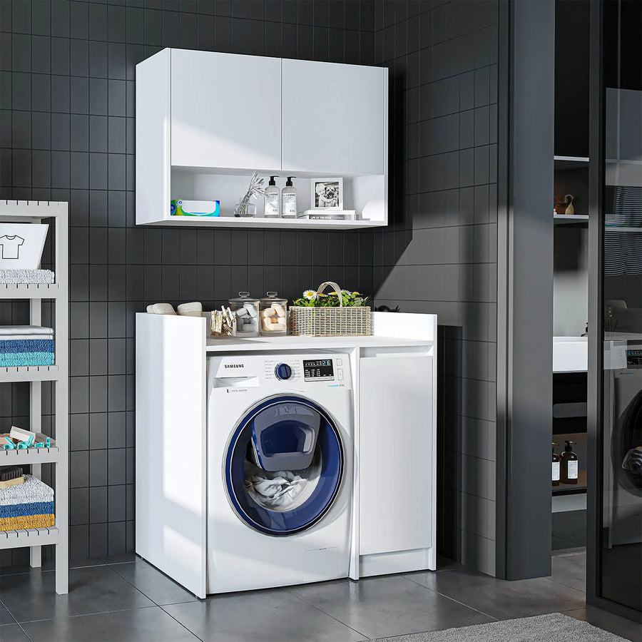 RoomArt Derin - Washing Machine Cabinet with Cupboard and Wall Unit, 100cm