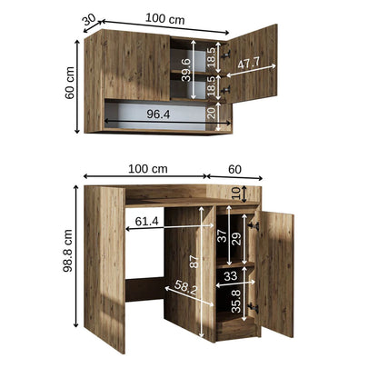 Roomart Derin - Washing Machine Cabinet with Cupboard and Wall Unit, 100cm