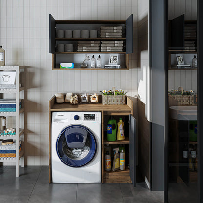 Roomart Derin - Washing Machine Cabinet with Cupboard and Wall Unit, 100cm
