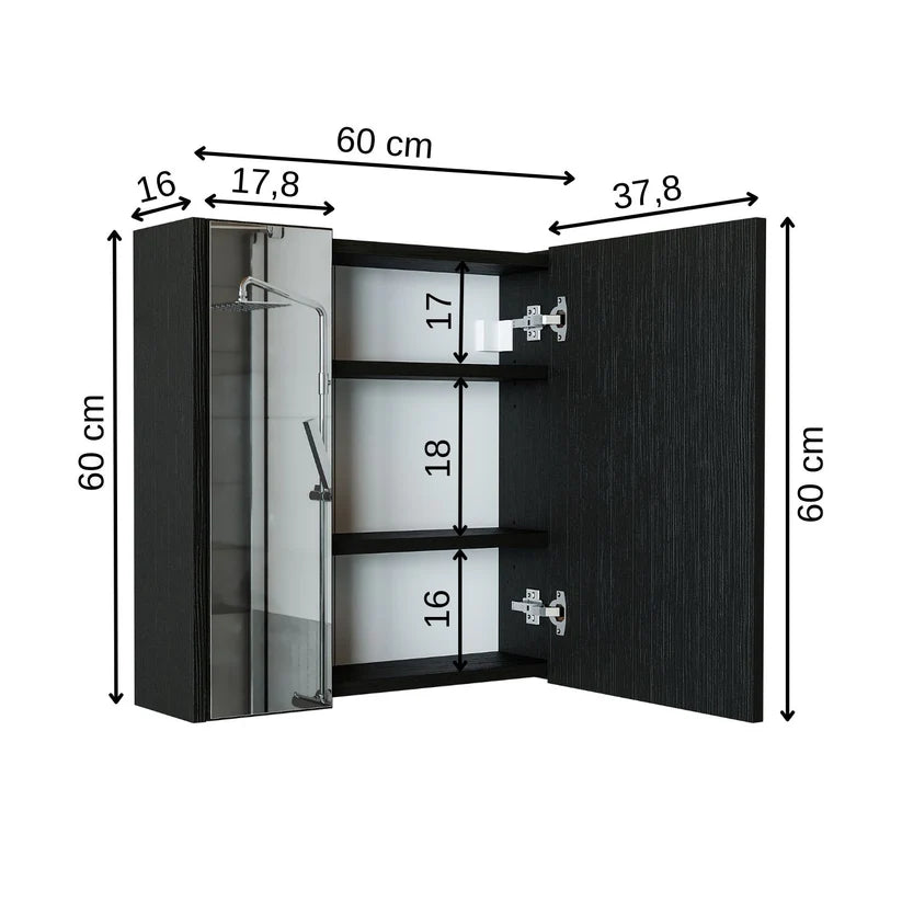 Roomart - Bathroom Mirror Cabinet, 80cm & 60cm