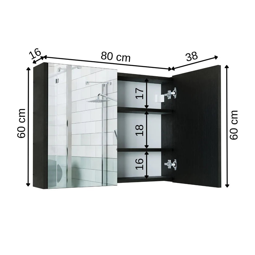 Roomart - Bathroom Mirror Cabinet, 80cm & 60cm