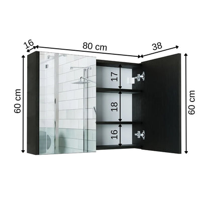 Roomart - Bathroom Mirror Cabinet, 80cm & 60cm
