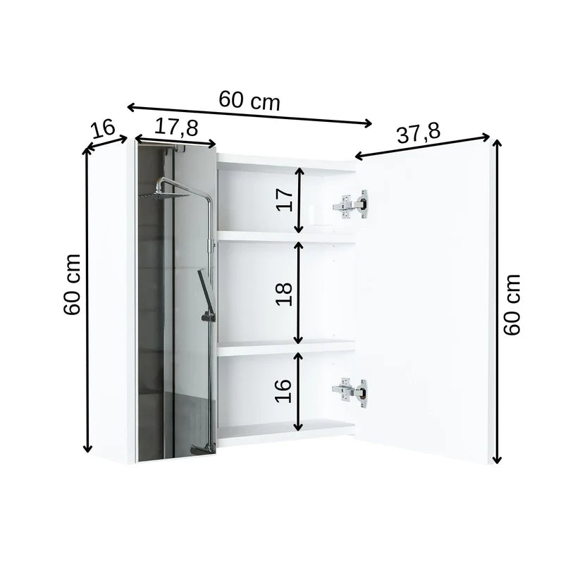 Roomart - Bathroom Mirror Cabinet, 80cm & 60cm