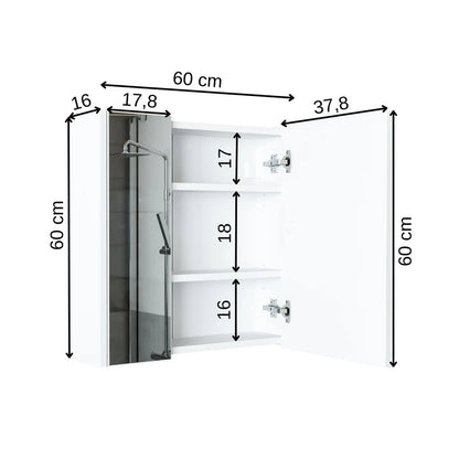 Roomart - Bathroom Mirror Cabinet, 80cm & 60cm