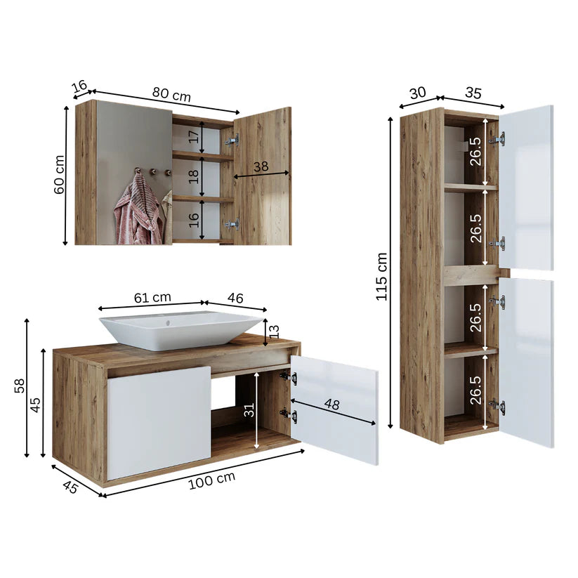 Roomart Atlantic - 3-Piece Bathroom Furniture Set