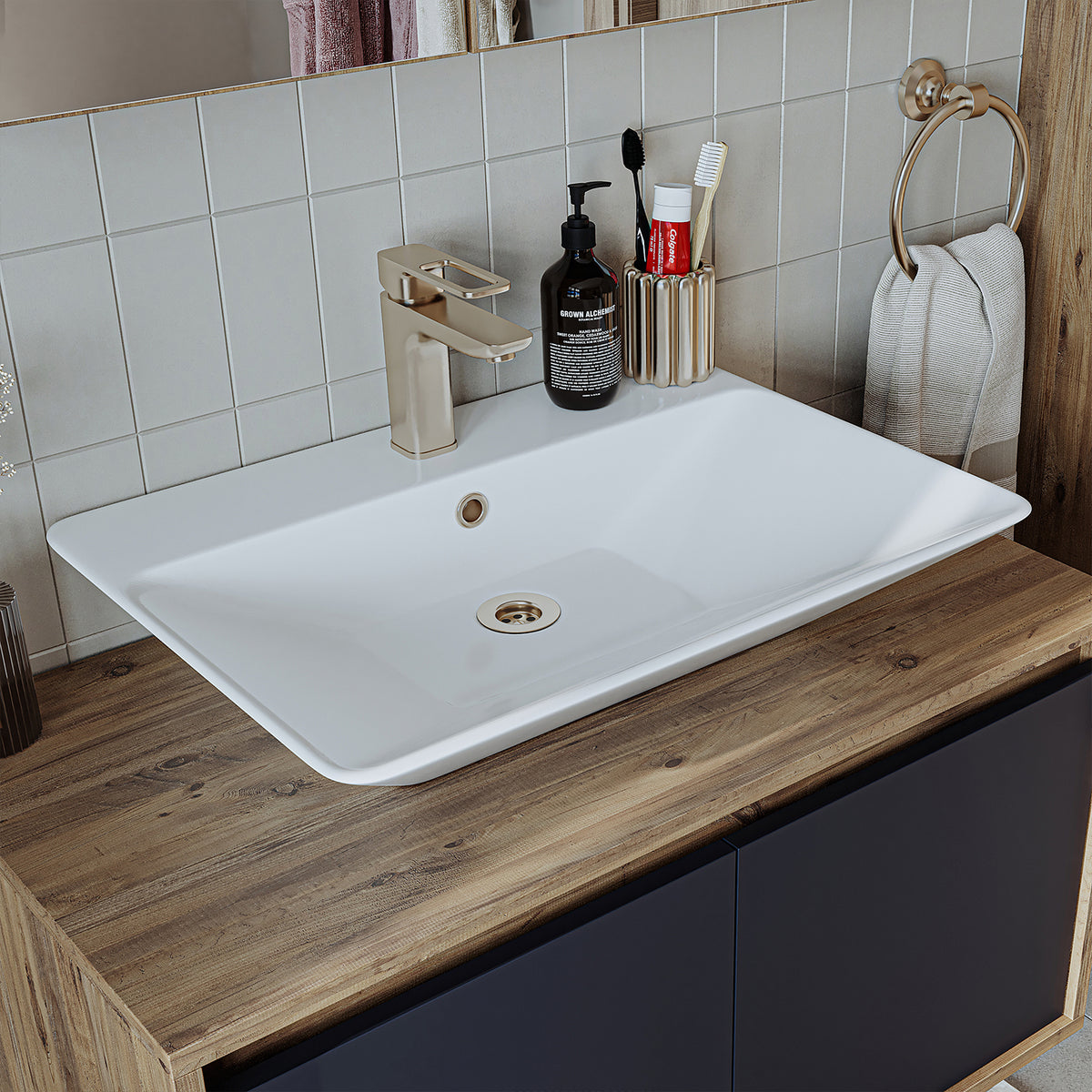 Roomart Atlantic - Bathroom Cabinet Set of 2 with Washbasin