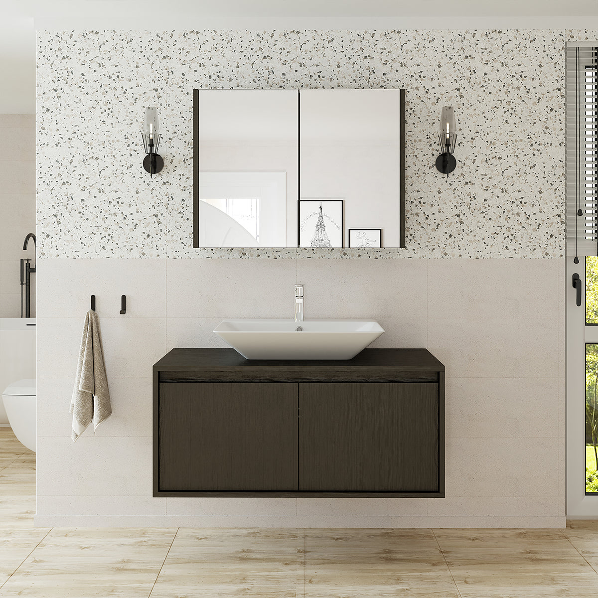 Roomart Atlantic - Bathroom Cabinet Set of 2 with Washbasin