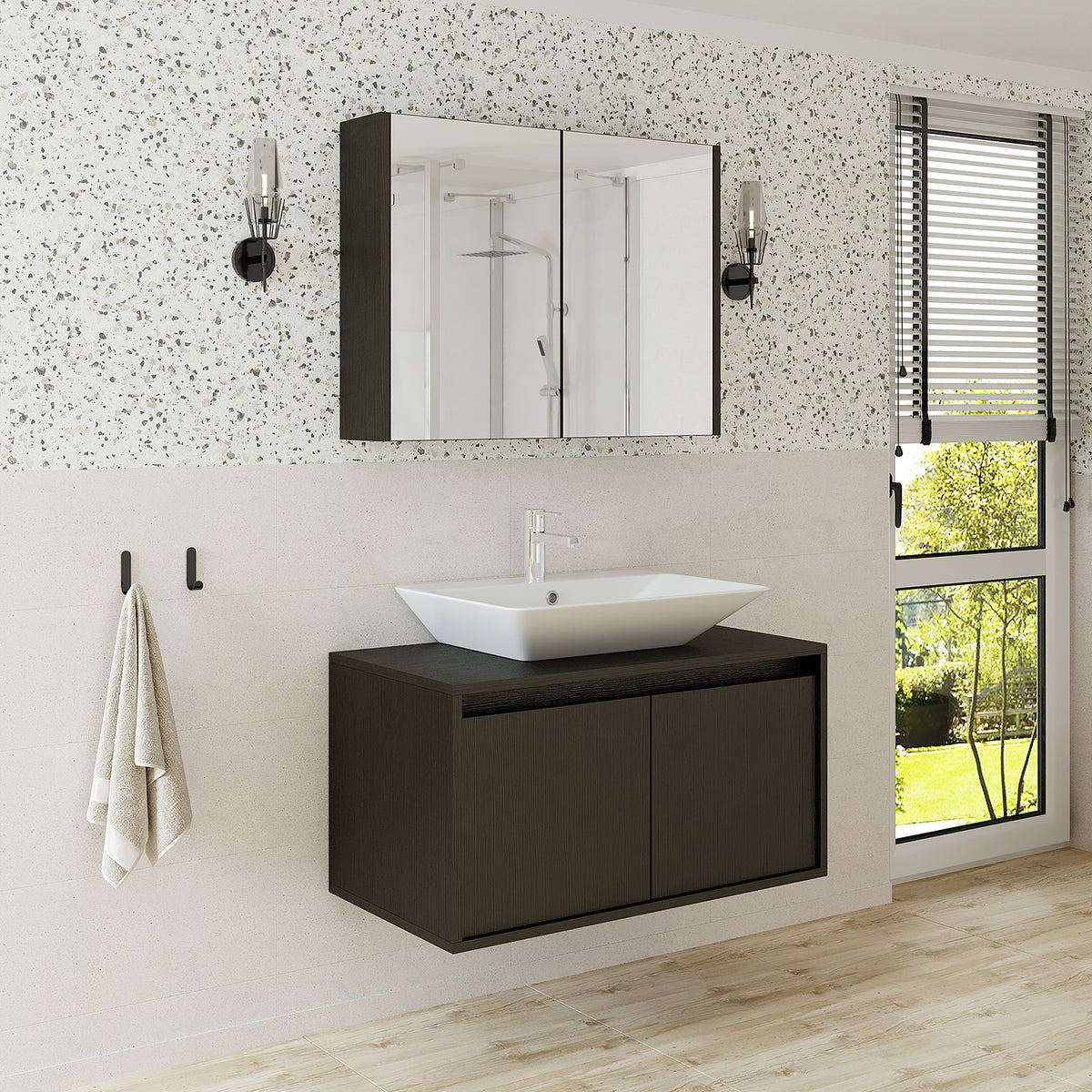 Roomart Atlantic - Bathroom Cabinet Set of 2 with Washbasin
