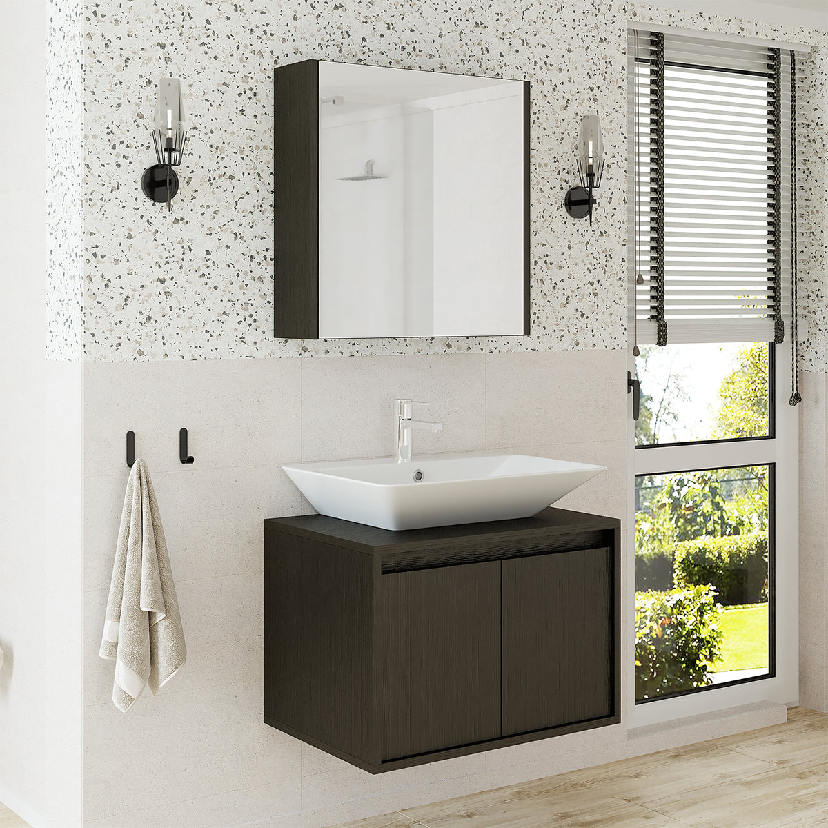 Roomart Atlantic - Bathroom Cabinet Set of 2 with Washbasin