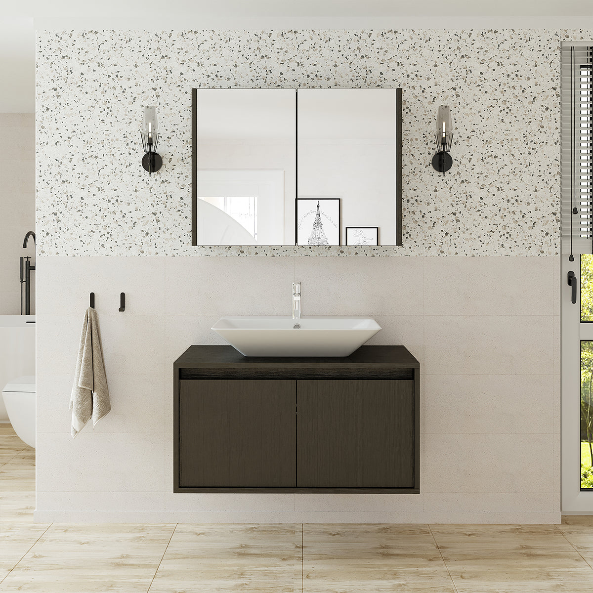 Roomart Atlantic - Bathroom Cabinet Set of 2 with Washbasin