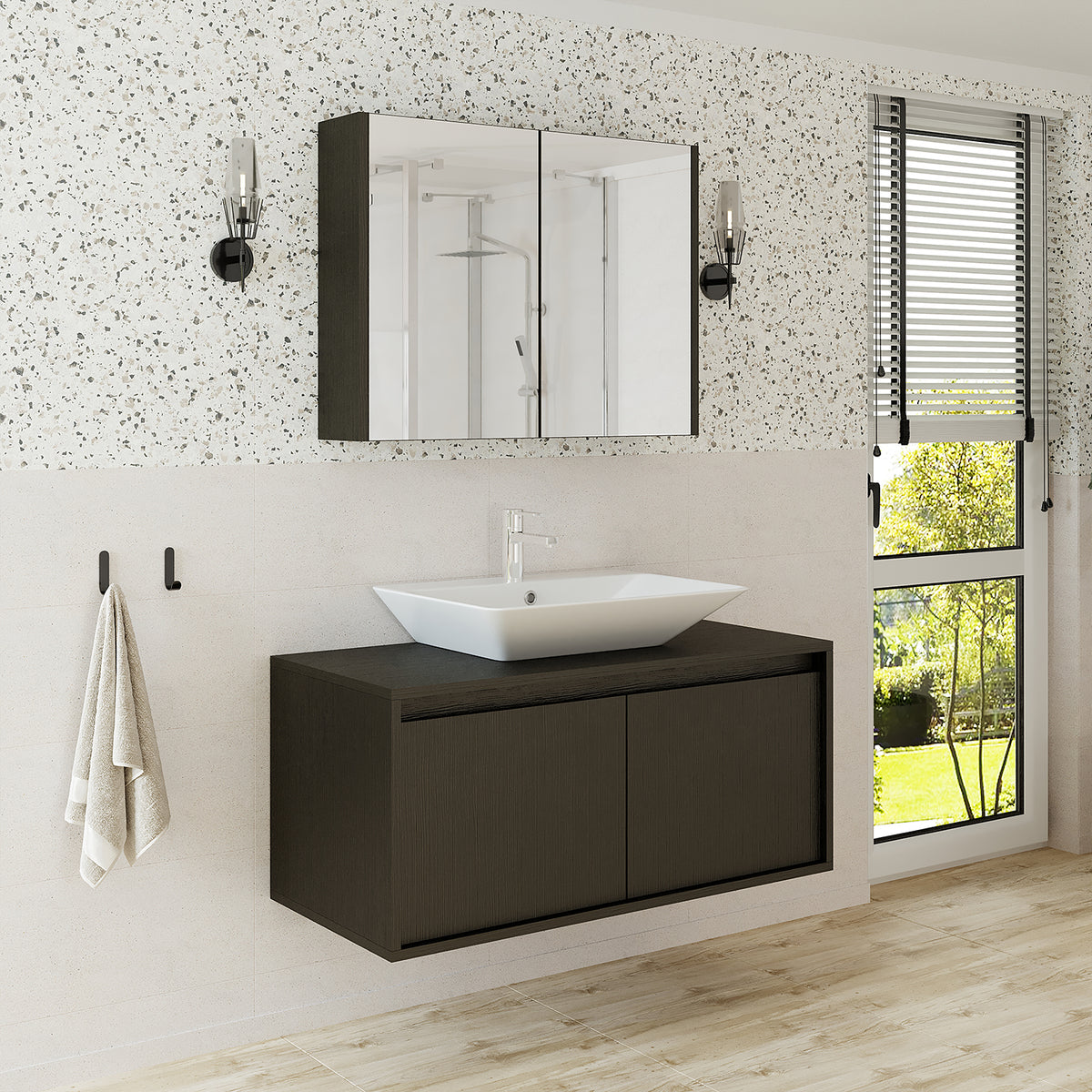 Roomart Atlantic - Bathroom Cabinet Set of 2 with Washbasin