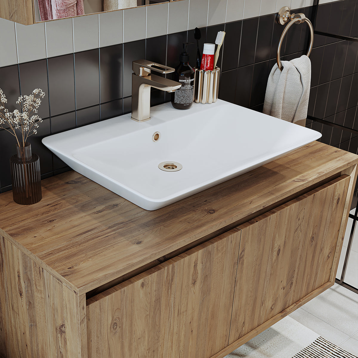 Roomart Atlantic - Bathroom Cabinet Set of 2 with Washbasin