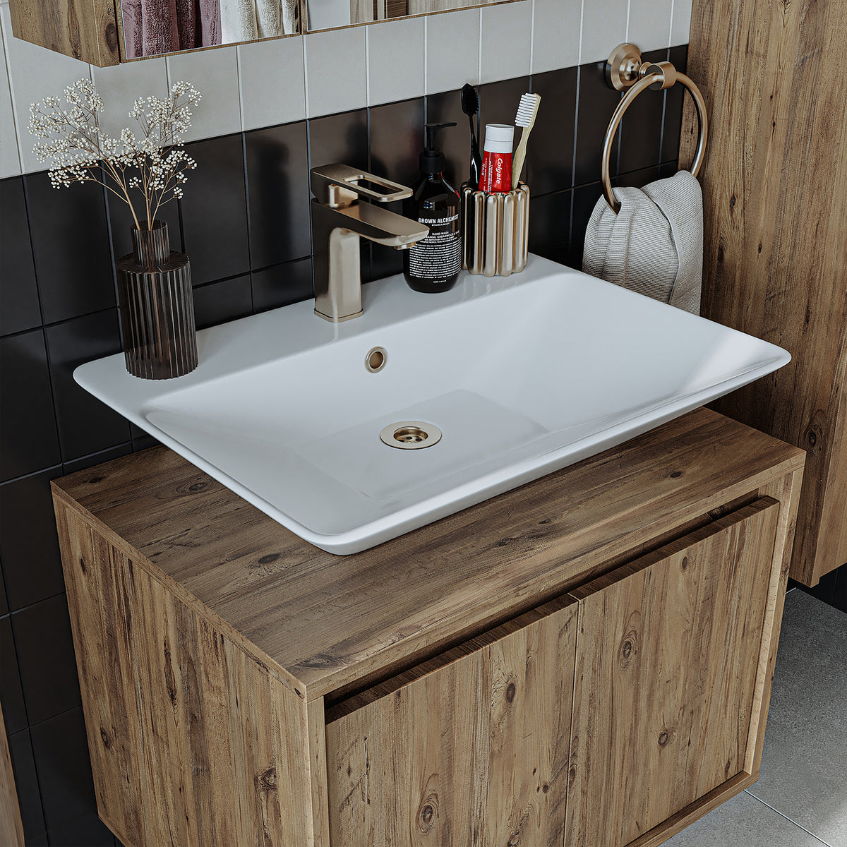 Roomart Atlantic - Bathroom Cabinet Set of 2 with Washbasin