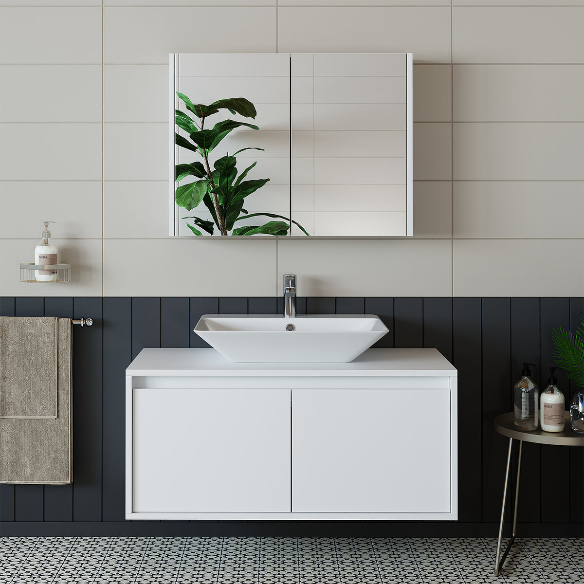 Roomart Atlantic - Bathroom Cabinet Set of 2 with Washbasin