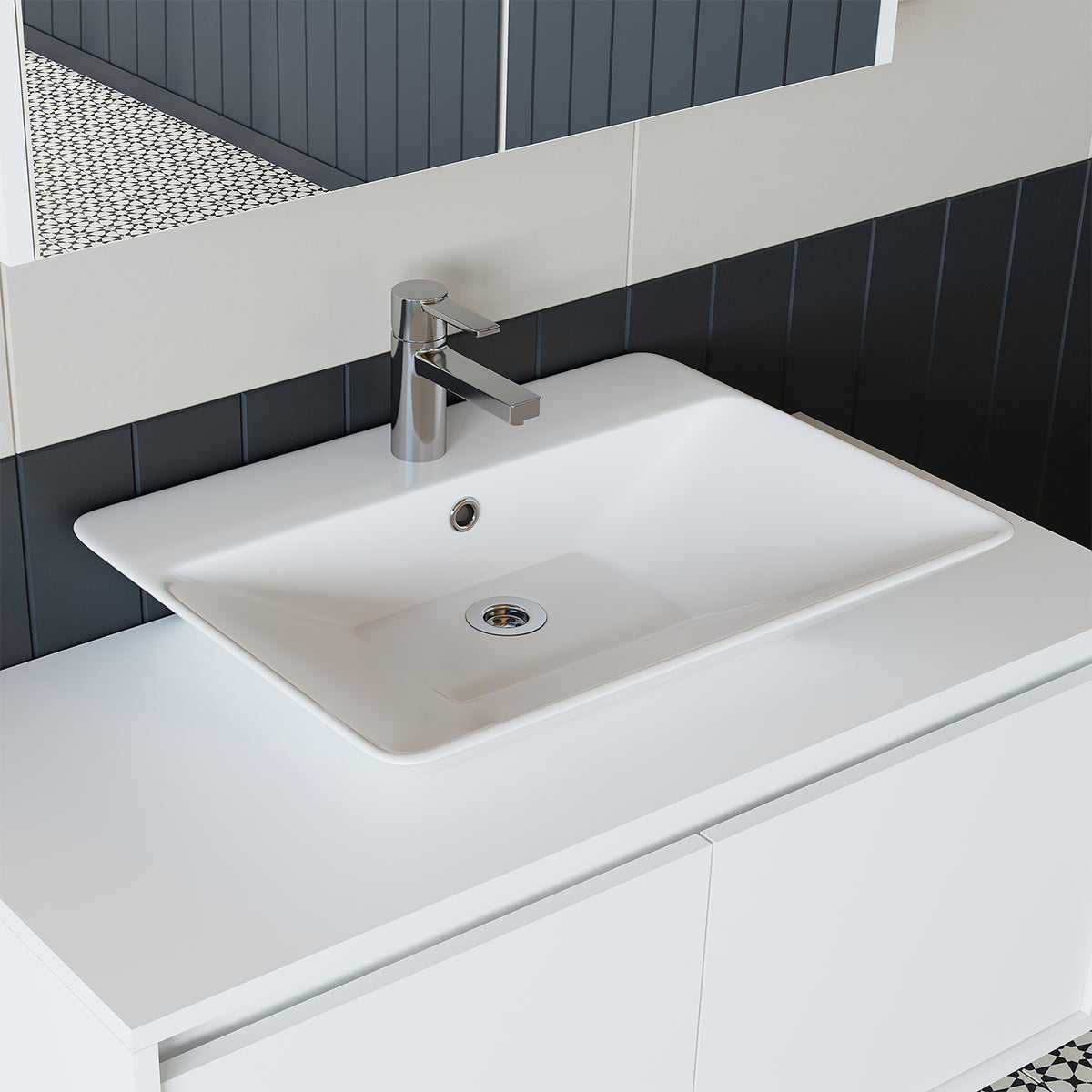 Roomart Atlantic - Bathroom Cabinet Set of 2 with Washbasin