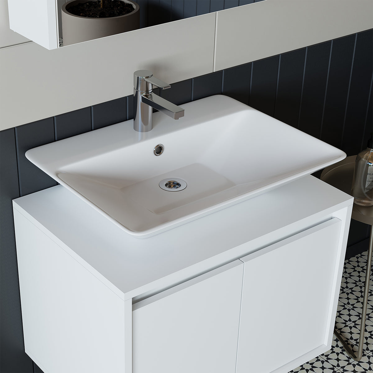 Roomart Atlantic - Bathroom Cabinet Set of 2 with Washbasin