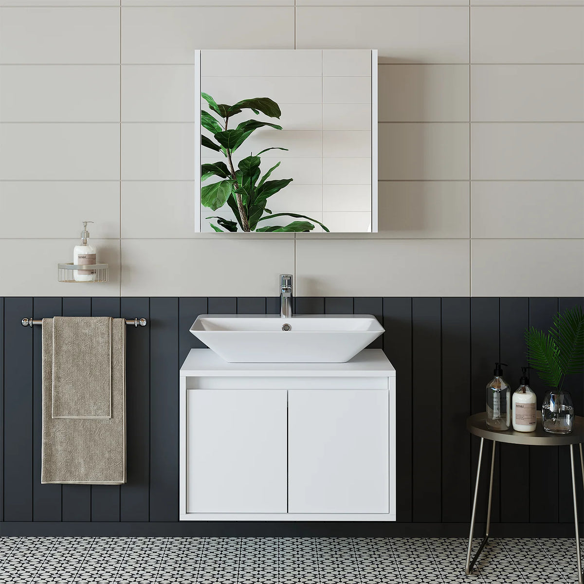 Roomart Atlantic - Bathroom Cabinet Set of 2 with Washbasin