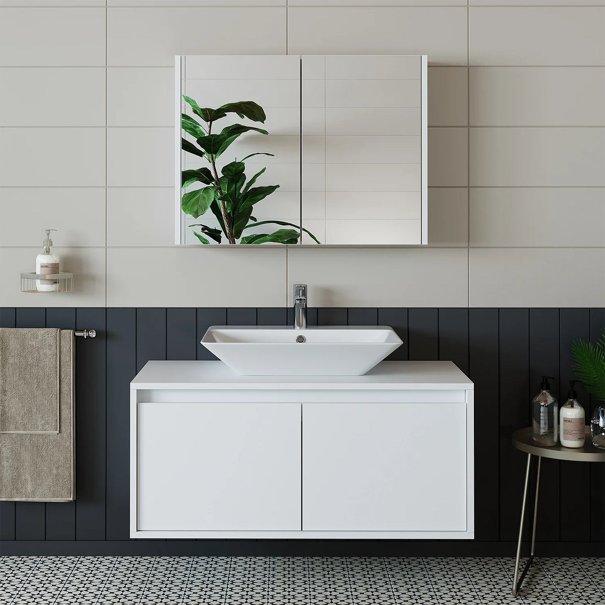 Roomart Atlantic - Bathroom Cabinet Set of 2 with Washbasin