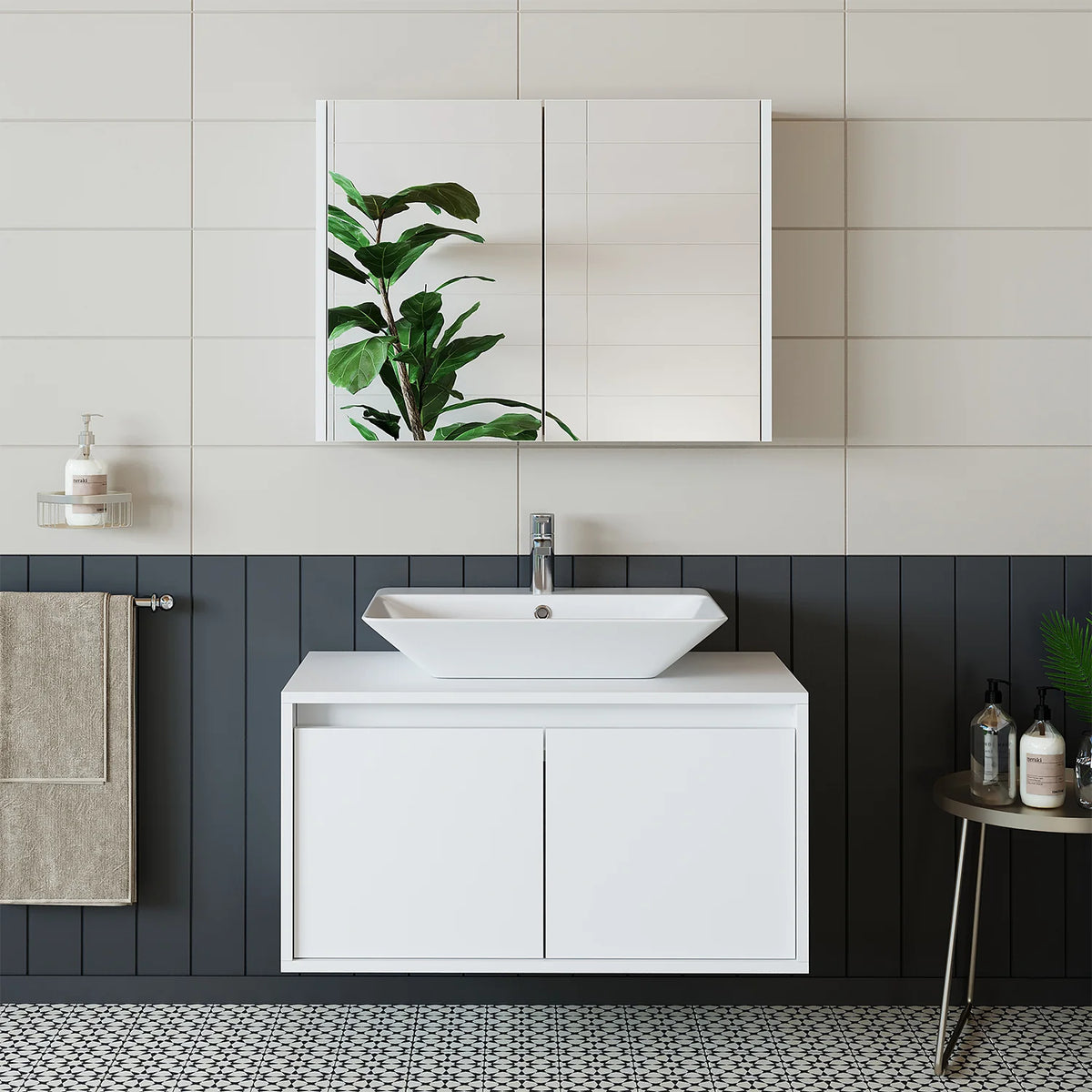 Roomart Atlantic - Bathroom Cabinet Set of 2 with Washbasin