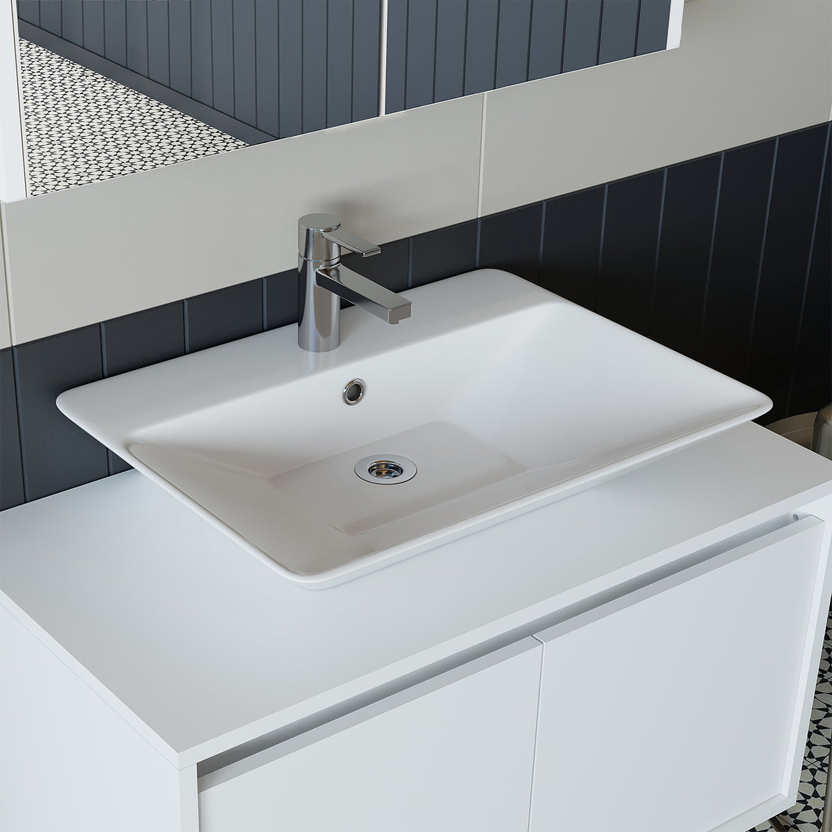 Roomart Atlantic - Bathroom Cabinet Set of 2 with Washbasin