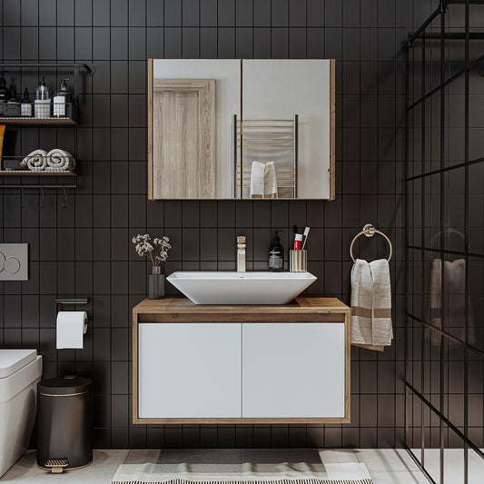 Roomart Atlantic - Bathroom Cabinet Set of 2 with Washbasin