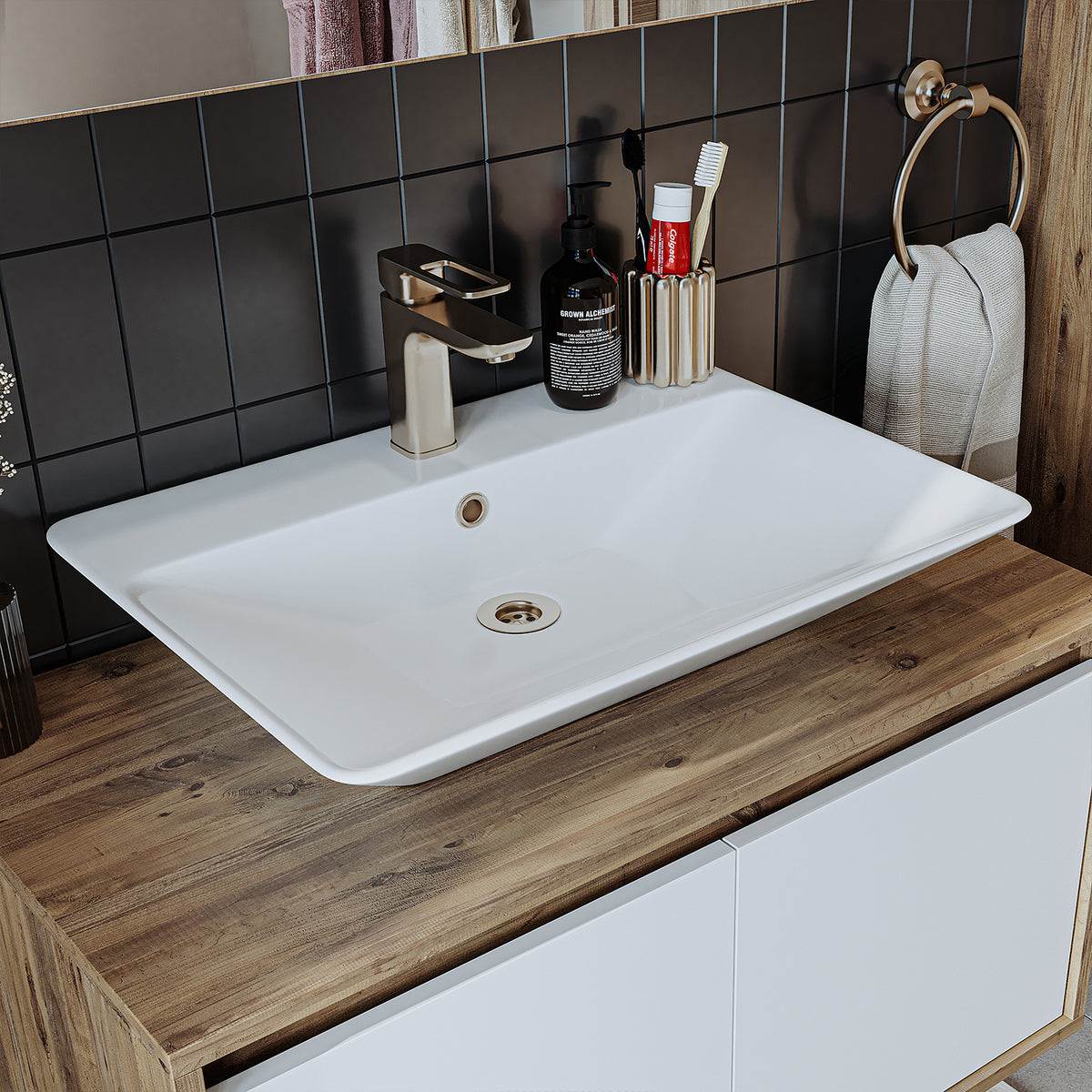 Roomart Atlantic - Bathroom Cabinet Set of 2 with Washbasin
