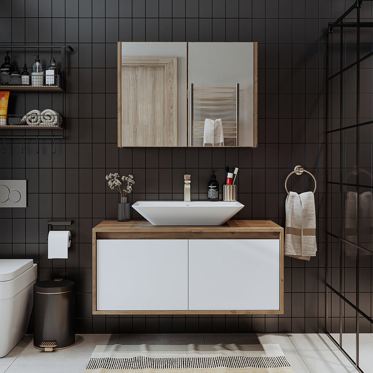 Roomart Atlantic - Bathroom Cabinet Set of 2 with Washbasin