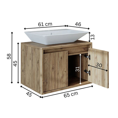 Roomart Atlantic - Bathroom Vanity Unit with Washbasin, 65cm