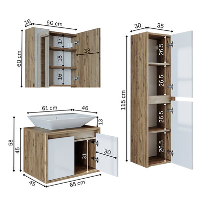 Roomart Atlantic 3-Piece Bathroom Furniture Set