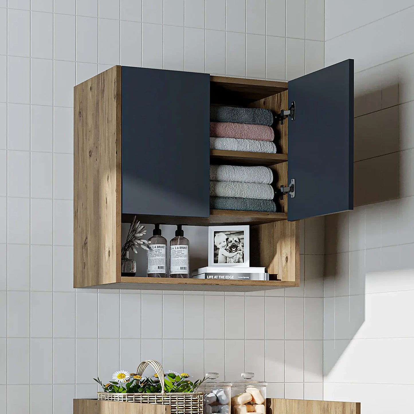 Roomart Derin - Wall-Mounted Washing Machine Top Cabinet, 65cm