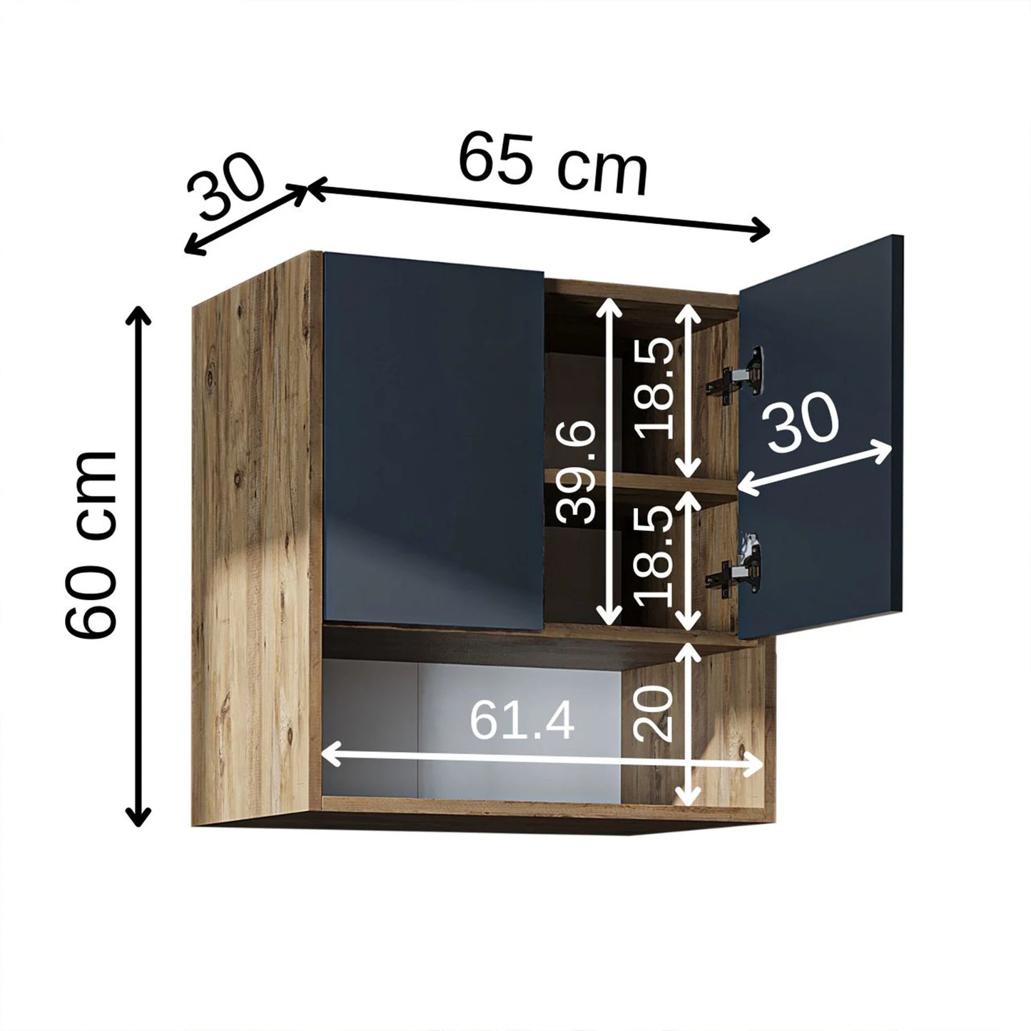 Roomart Derin - Wall-Mounted Washing Machine Top Cabinet, 65cm