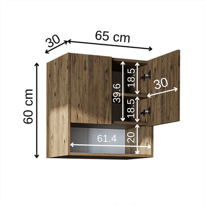 Roomart Derin - Wall-Mounted Washing Machine Top Cabinet, 65cm