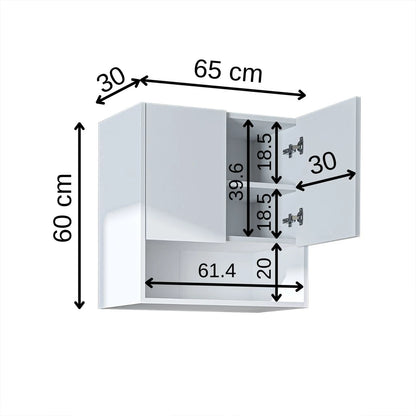Roomart Derin - Wall-Mounted Washing Machine Top Cabinet, 65cm