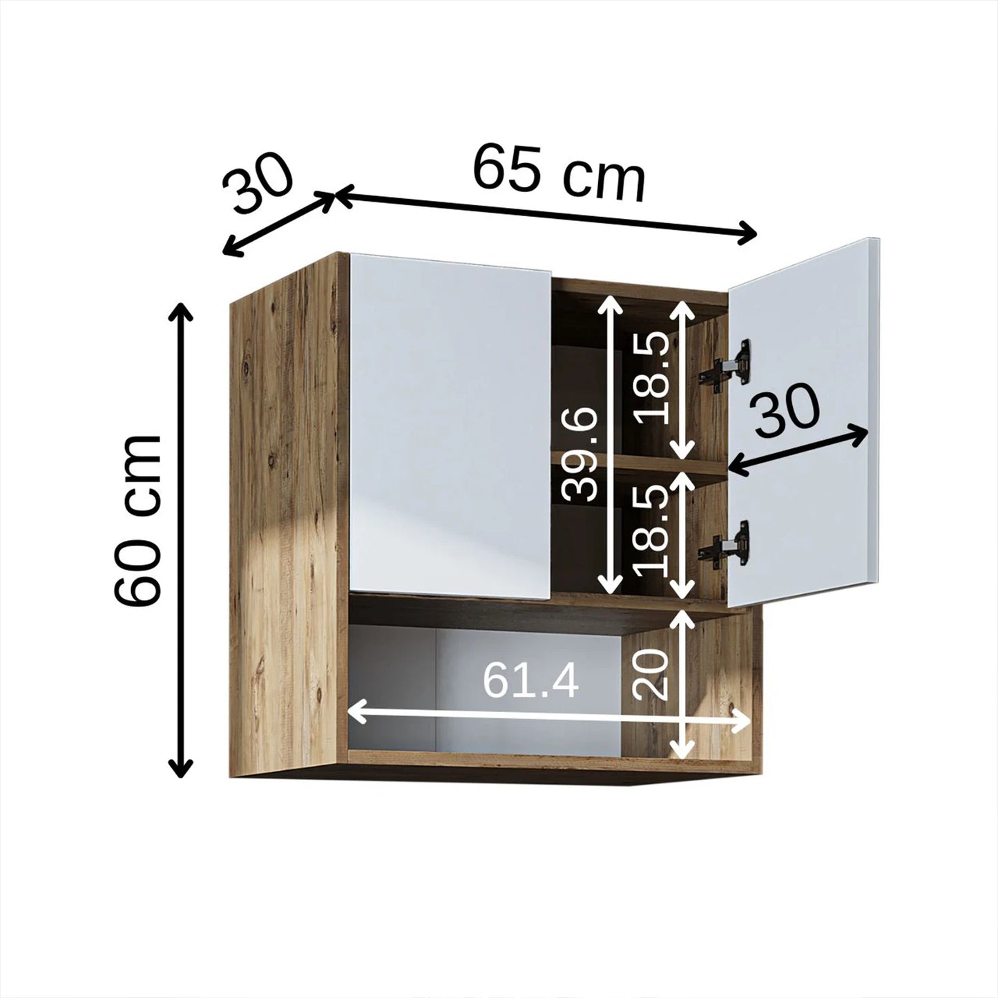 Roomart Derin - Wall-Mounted Washing Machine Top Cabinet, 65cm