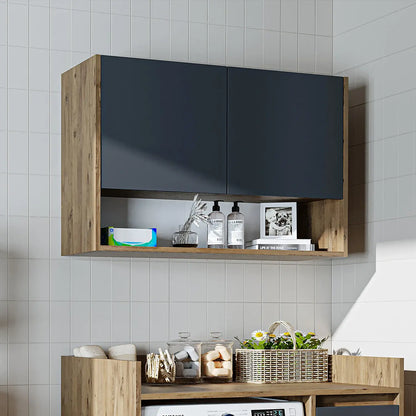 Roomart Derin 100 cm wall-mounted cabinet in anthricite oak, UK laundry room storage