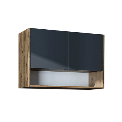 Roomart Derin 100 cm wall-mounted cabinet in anthricite oak, UK laundry room storage from angle